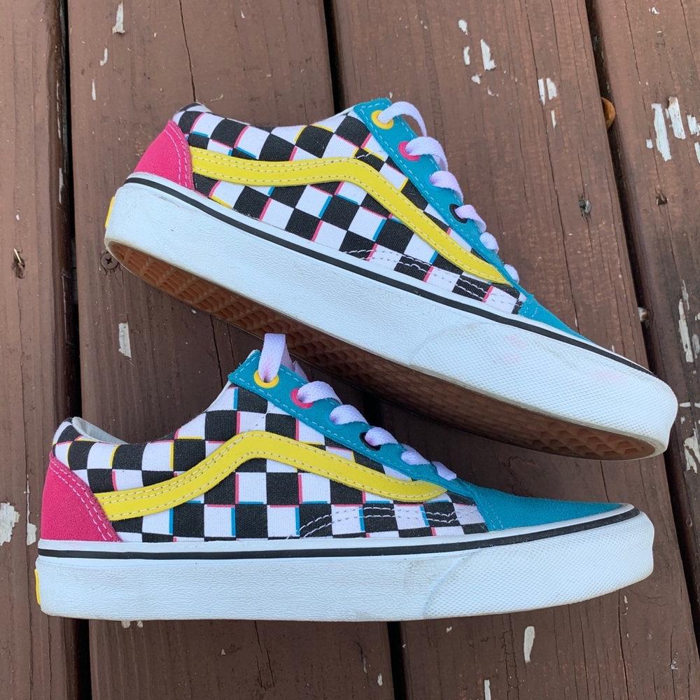 VANS Old Skool Checkerboard Skate Shoe- Multi